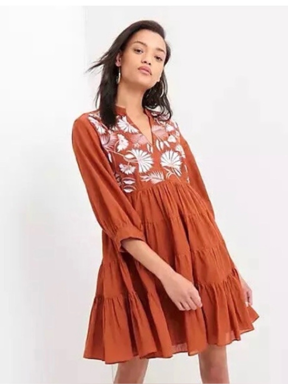 Samantha Chauhan Tiered Embroidered Tunic Dress